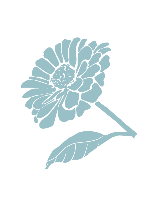 Light blue flower with stem and leaf on a transparent background